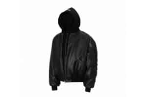 A Few Good Kids 2 in 1 Leather MA1 Pilot Jacket Black Front View