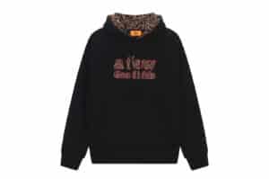 A Few Good Kids Leopard Print Patch Hoodie Black Front View