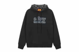 A Few Good Kids Leopard Print Patch Hoodie Grey Front View