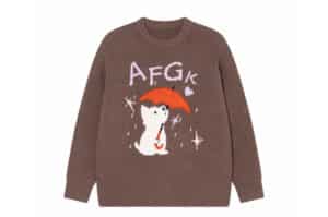 A Few Good Kids Sunny Puppy Knitted Sweater Brown Front View