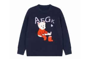 A Few Good Kids Sunny Puppy Knitted Sweater Navy Front View