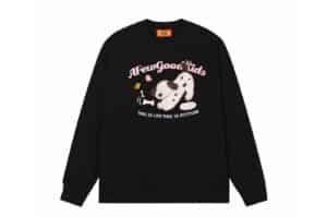 A Few Good Kids Towel Embroidered Puppy L:S Tee Black Front View