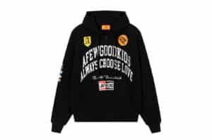 A Few Good Kids Vintage Number Printed Hoodie Black Front View