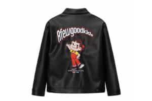 A Few Good Kids x Fujiya Peko Leather Jacket Black Back View