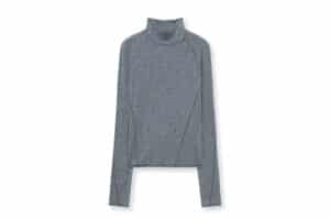 Matin Kim Button Slit Half Neck Top Grey TS092 Front View
