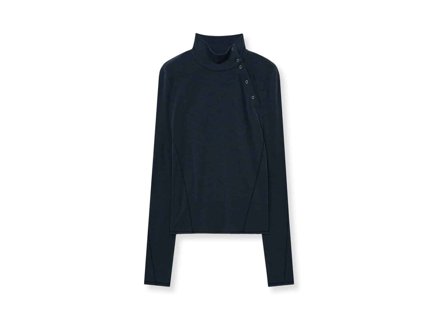 Buy Matin Kim Button Slit Half Neck Top Navy TS092 Online in Australia ...