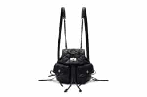 Matin Kim Double Pocket Quilting Mini Backpack Black BG088 Front View