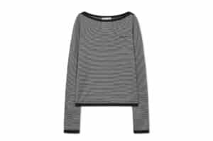 Matin Kim Essential Boat Neck Knit Top Black PO037 Front View