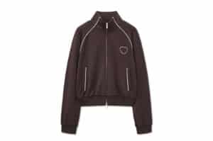 Matin Kim Heart Logo Track Jumper Brown JP051 Front View