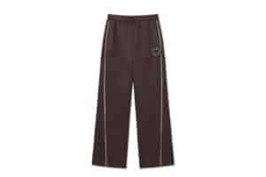Matin Kim Heart Logo Track Pants Brown PT047 Front View