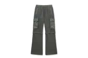 Matin Kim Pigment Dyed Cargo Pants Charcoal PT039 (W) Front View