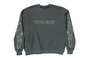 THUG-CLUB-Leather-Flame-Crewneck-Grey