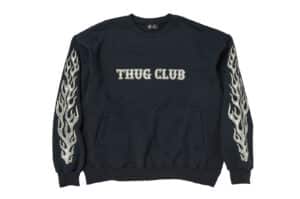 THUG-CLUB-Leather-Flame-Crewneck-Navy