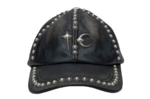 THUG-CLUB-Studded-Washed-Leather-Cap-Black