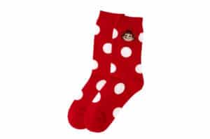 A Few Good Kids x Fujiya Peko Socks Red Front View