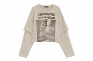 DIAGONAL 25FW Washed Layered Tee Beige