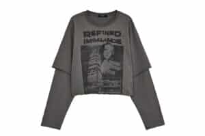 DIAGONAL 25FW Washed Layered Tee Dark Grey