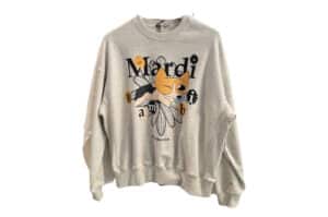Mardi Mercredi Flowermardi Bambi 02 Crewneck Oatmeal Black
