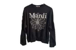 Mardi Mercredi Flowermardi Jardin Crewneck Black White