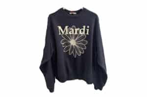 Mardi Mercredi Flowermardi Oversized Crewneck Navy Ivory