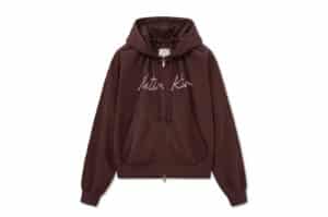 Matin Kim Drawstring Point Zip Up Hoody Burgundy JP052