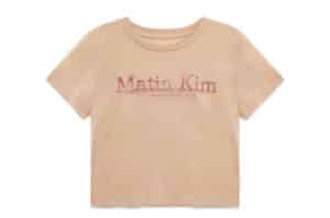 Matin Kim Stamp Logo Graphic Crop Tee Beige TS067