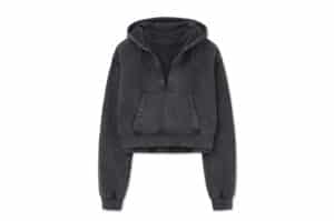 Matin Kim Washed Layered Crop Hoody Charcoal TS083