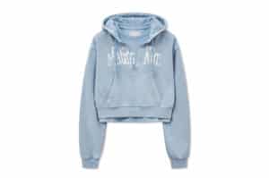 Matin Kim Washed Layered Crop Hoody Sky Blue TS083