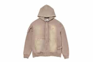 Open Yy Pocket Washed Box Hoodie Beige Front View