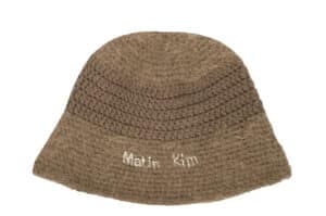 Matin Kim Logo Hairy Knit Bucket Hat Beige HT032