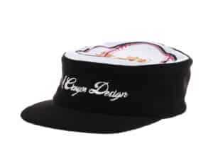 6CRAYON Flat Top Embroidered Corduroy Patchwork Baseball Cap Black