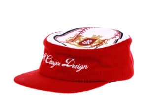 6CRAYON Flat Top Embroidered Corduroy Patchwork Baseball Cap Red