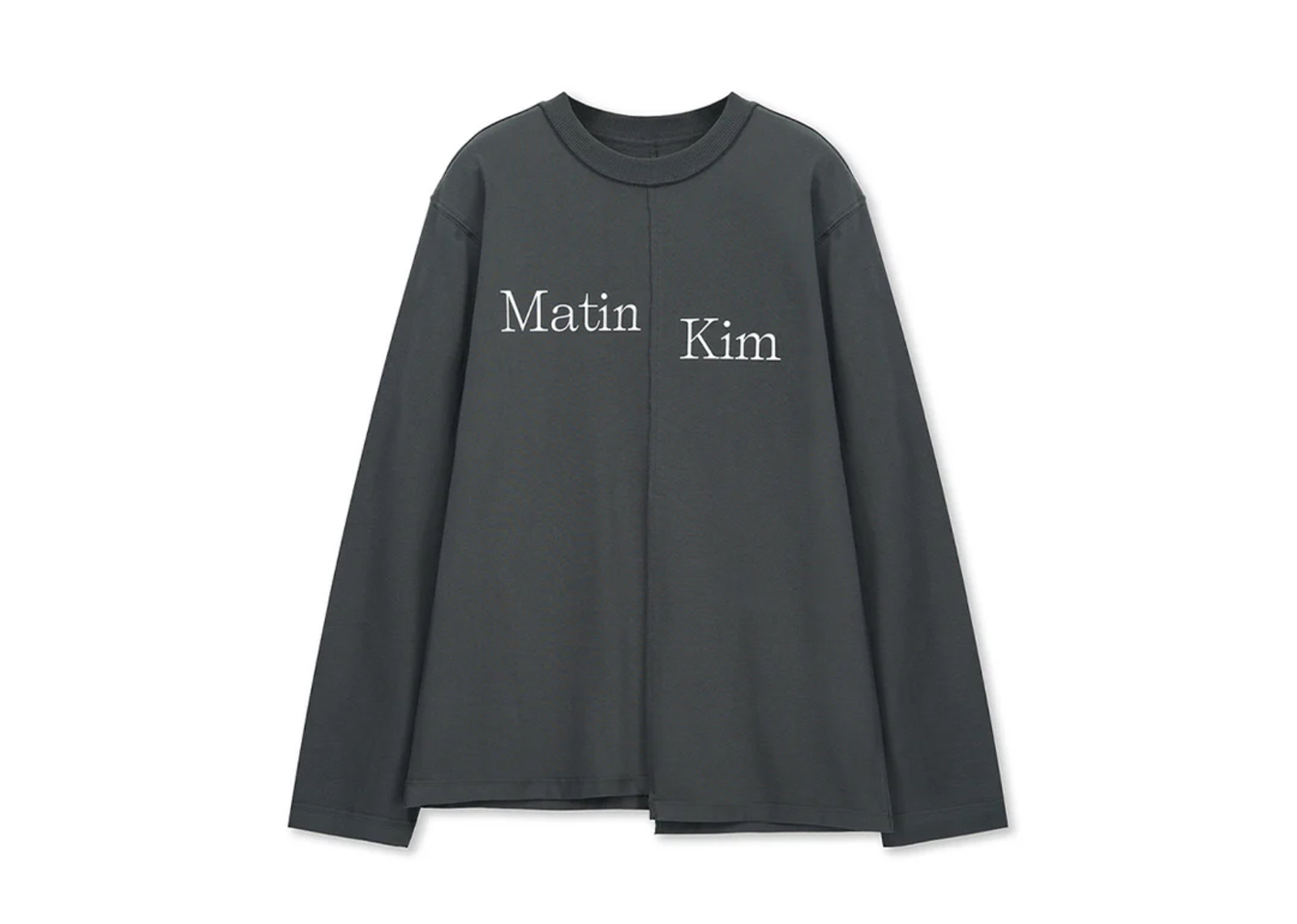 Matin Kim Asymmetric Logo Top Charcoal TS308