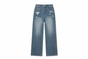 Matin Kim Back Pocket Patch Destroyed Denim Pants Blue DN002