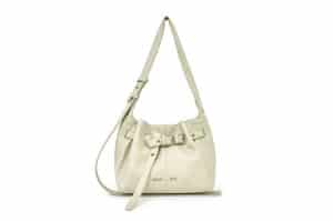 Matin Kim Belted Volunn Small Bucket Bag Ivory BG001