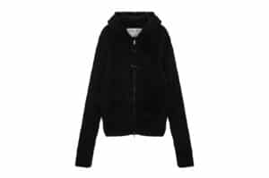 Matin Kim Cable Knit Hoody Toggle Cardigan Black CD042
