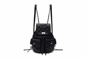 Matin Kim Double Pocket Quilting Backpack  Black BG092