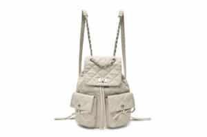 Matin Kim Double Pocket Quilting Backpack  White BG092