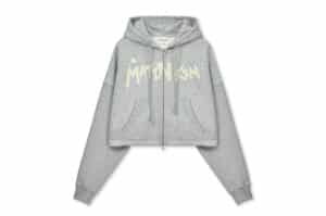Matin Kim Graffiti Logo Crop Hoody Zip Up Grey JP007