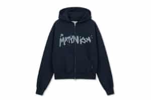 Matin Kim Graffiti Logo Hoody Zip Up Navy JP304