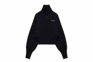 Matin Kim High Neck Embroidered Logo Zip Up Black CD001 (W)