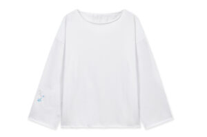 Matin Kim Raw Hem Finished Boat Neck Top White TS005 FRONT