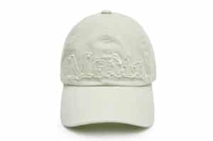 Matin Kim Rough Cut Applique Ball Cap Light Beige HT001