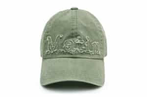 Matin Kim Rough Cut Applique Ball Cap Light Khaki HT001