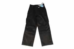 PANQ 26SS Washed Leather Paratrooper Pants Black