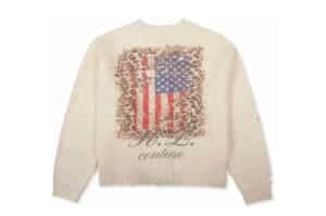 REGEN ZONE 25FW SIAU National Flag Knit Cardigan Cream
