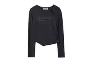 Rolarola Cut-Out Slim Long Sleeve Tee Charcoal