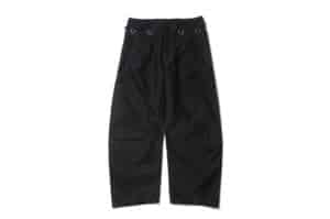 SONGAADON Embroidered Iron ring Moleskin Curved Knife Pants Black