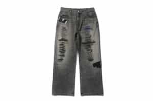 SONGAADON Random Needle Sticker Hot Stamping Jeans Grey