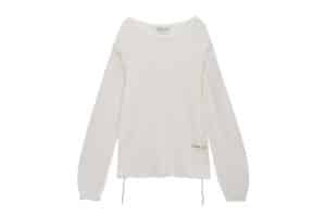 Matin Kim Overfit See-Through Stitch Knit Top Ivory PO027